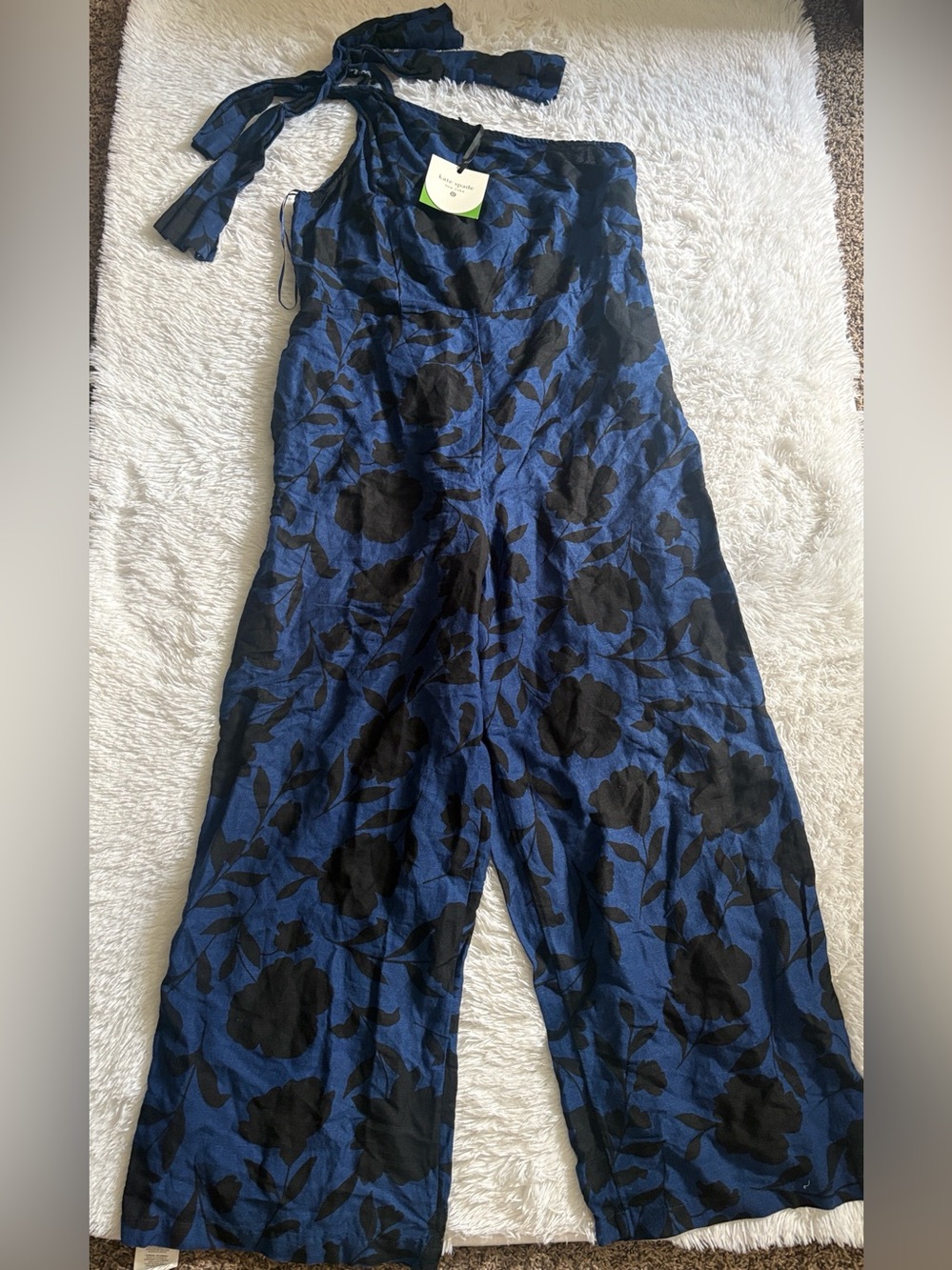 NWT Kate Spade X Target Navy Blue And Black Floral Print One Shoulder Jumpsuit 0